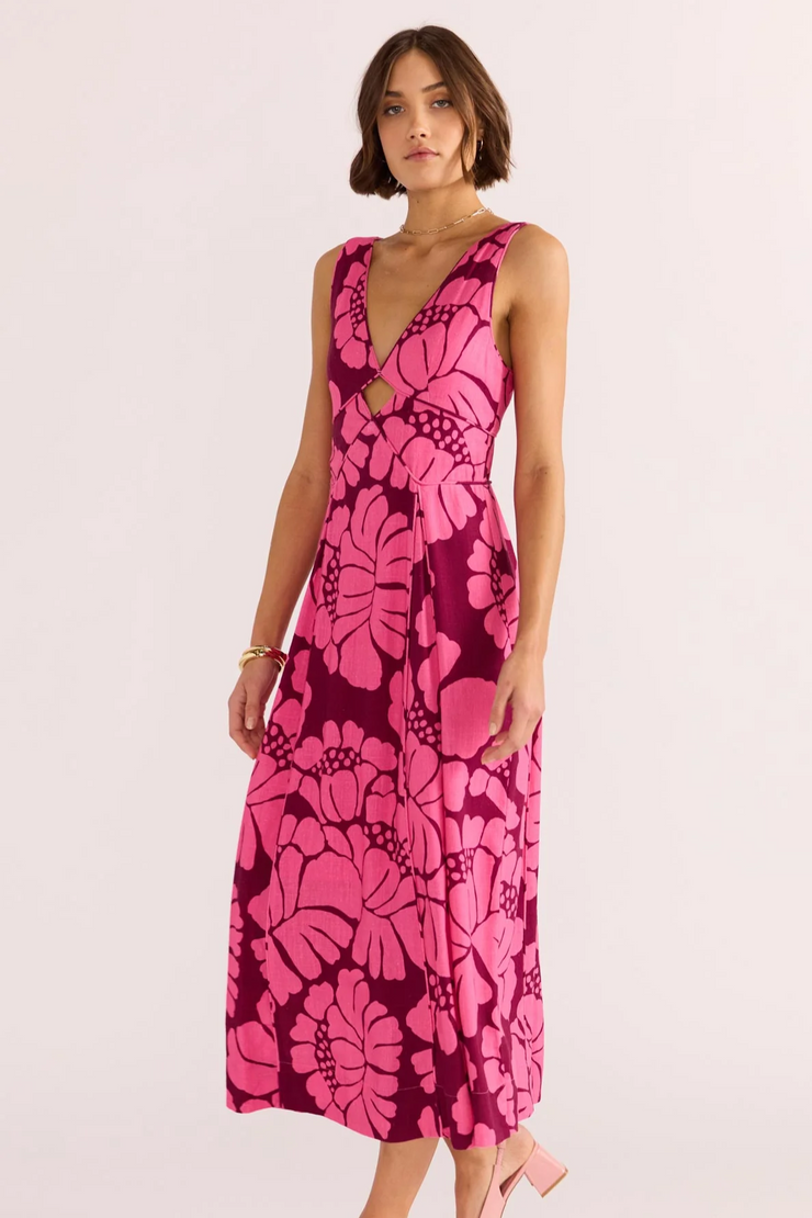 Mink Pink Persephone Panel Midi Dress // Pink Floral