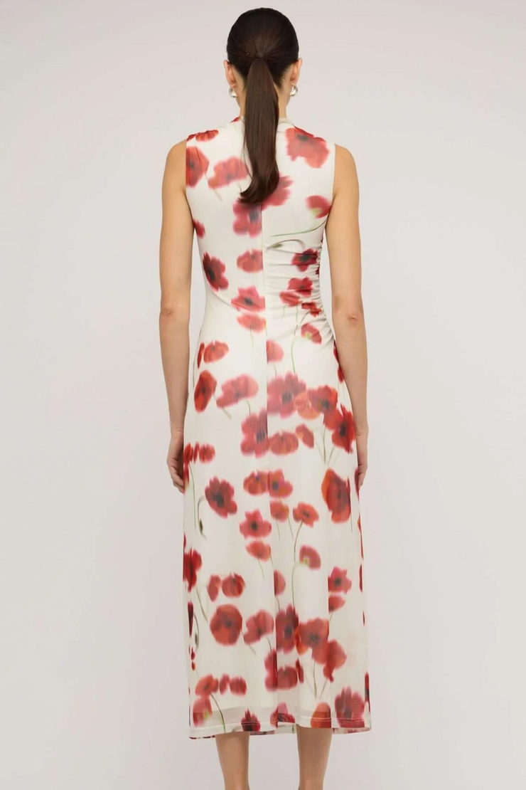 Staple The Label Lumi Mesh Midi Dress // Red & White