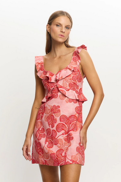 Kivari Riviera Ruffle Mini Dress // Pink