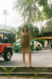 Ciao Ciao Striper Mini Dress // Brown Multi