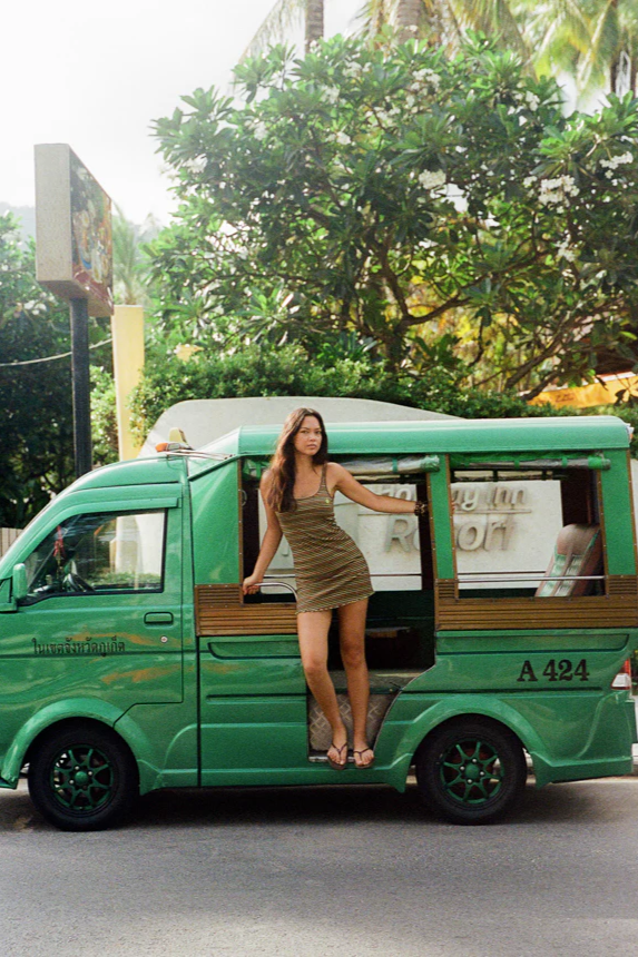 Ciao Ciao Striper Mini Dress // Brown Multi