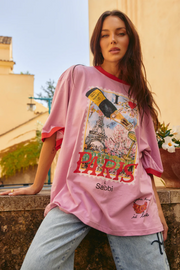 Sabbi The Very Oversized Love Notes Paris Tee // Pink
