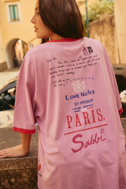 Sabbi The Very Oversized Love Notes Paris Tee // Pink