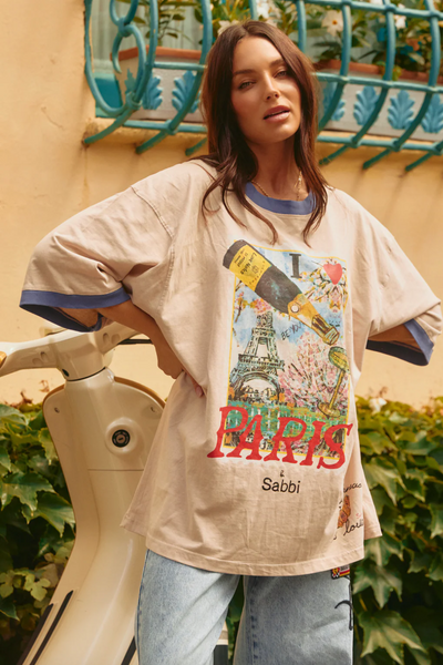 Sabbi The Very Oversized Loves Notes Paris Tee // Sand