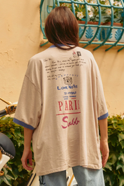 Sabbi The Very Oversized Loves Notes Paris Tee // Sand
