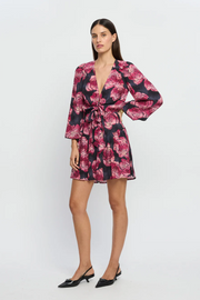 Kivari Shia Tie Front Mini Dress // Magenta