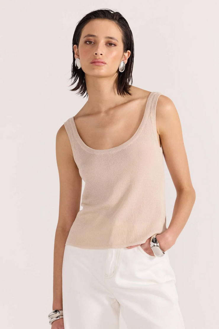 Staple The Label Anna Sheer Knit Tank // Beige