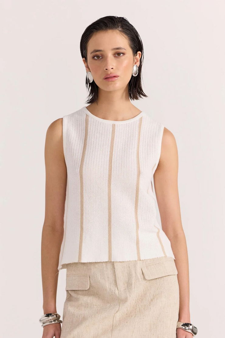 Staple The Label Allegra Knit Top // White & Beige