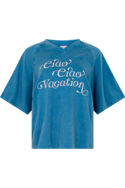 Ciao Ciao Vacay Crop Tee // Ocean Blue