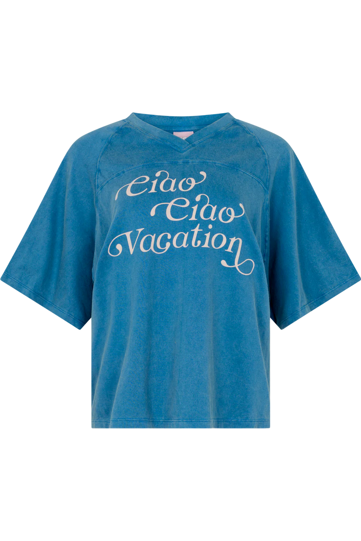 Ciao Ciao Vacay Crop Tee // Ocean Blue