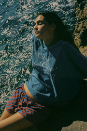 Ciao Ciao Vacay Crop Tee // Ocean Blue