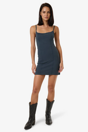 Thrills Rib Seam Mini Dress // Grey Slate