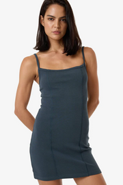 Thrills Rib Seam Mini Dress // Grey Slate