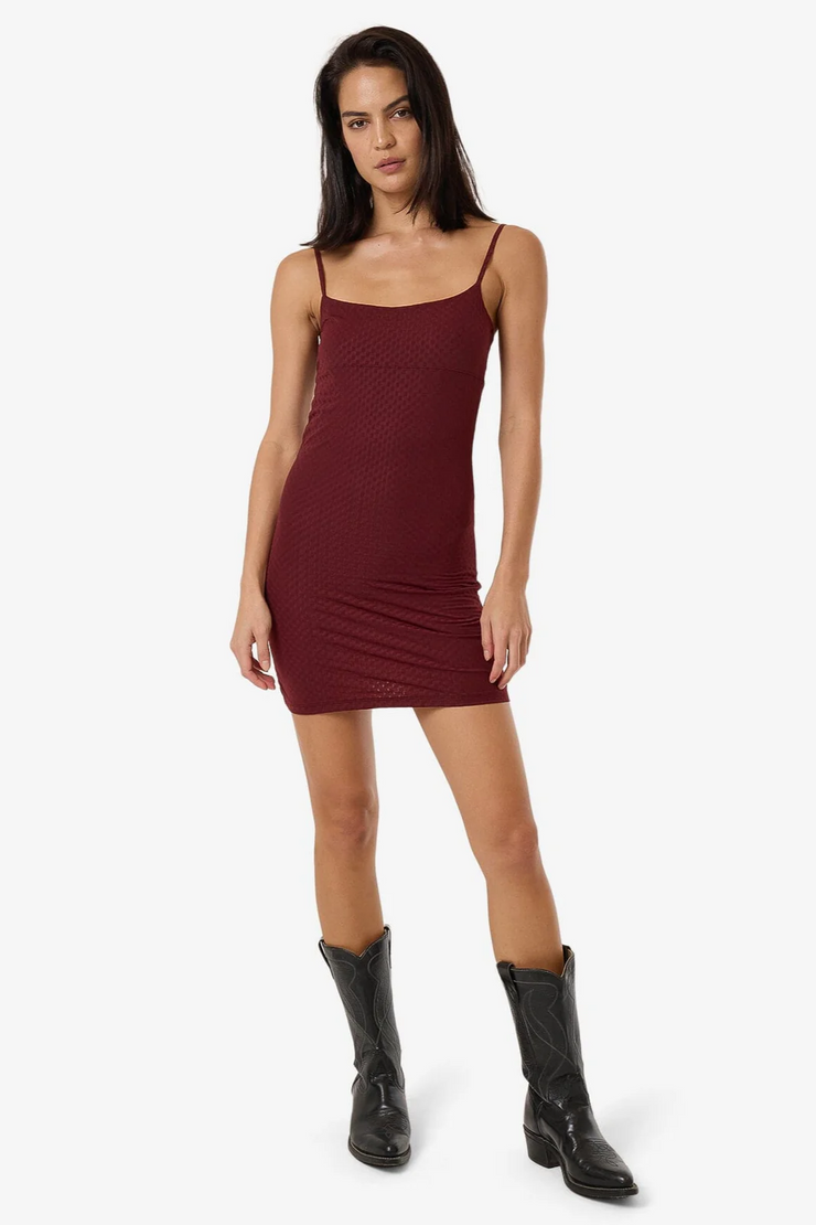 Thrills Petra Mesh Mini Dress // Dark Cherry