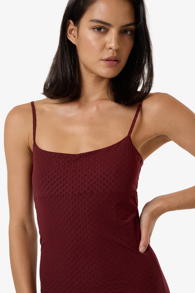 Thrills Petra Mesh Mini Dress // Dark Cherry