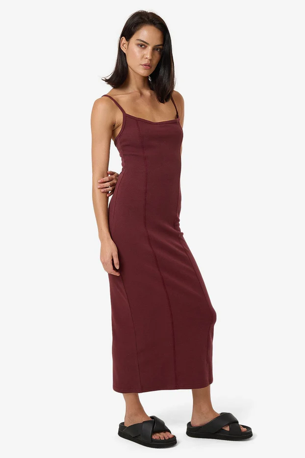 Thrills Rib Seam Dress // Dark Cherry