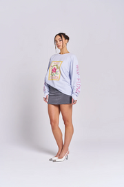Maku The Label Wildflower Long Sleeve Tee // Soft Blue