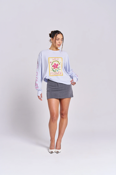 Maku The Label Wildflower Long Sleeve Tee // Soft Blue