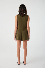 Arcaa Poppy Cotton Linen Tank // Olive