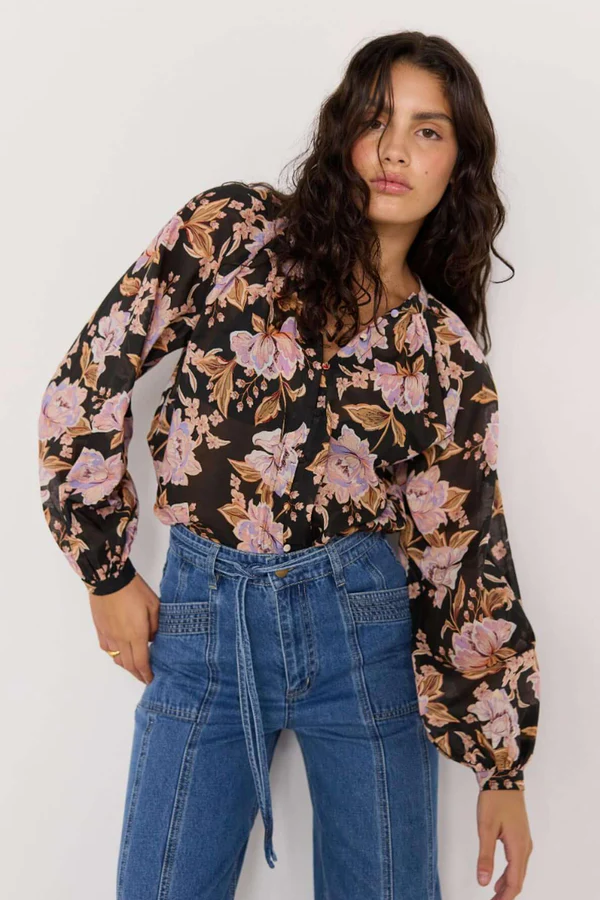 Mink Pink Willow Blouse // Black & Pink