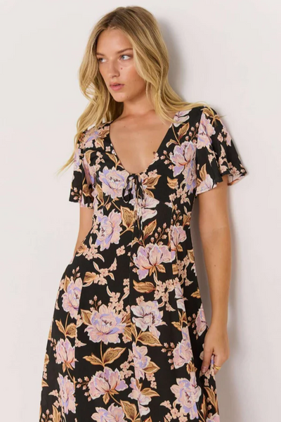 Mink Pink Willow Bias Midi Dress // Black & Pink