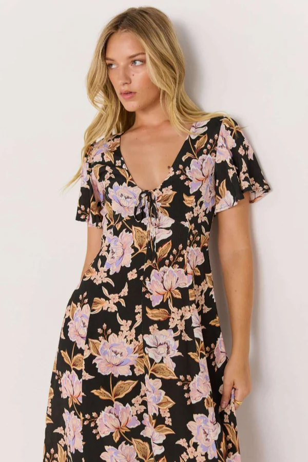 Mink Pink Willow Bias Midi Dress // Black & Pink