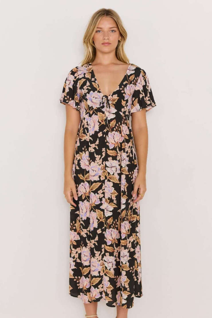 Mink Pink Willow Bias Midi Dress // Black & Pink