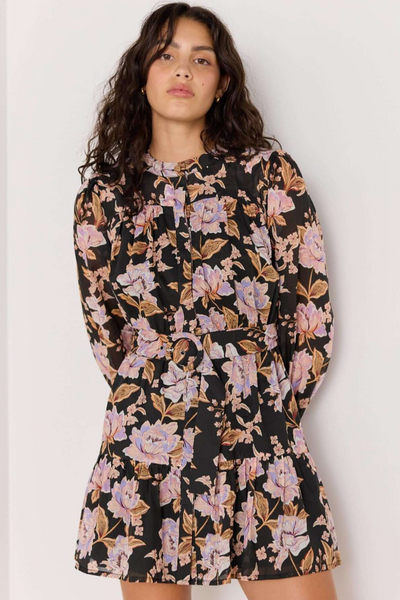 Mink Pink Willow Belted Mini Dress // Black & Pink