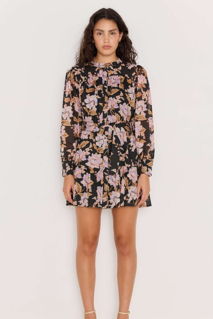 Mink Pink Willow Belted Mini Dress // Black & Pink