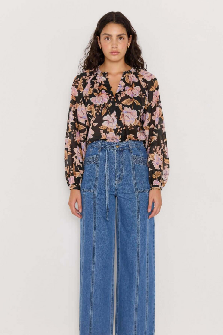 Mink Pink Willow Blouse // Black & Pink