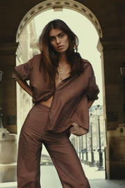 Lilya Hastings Shirt // Cocoa Stripe