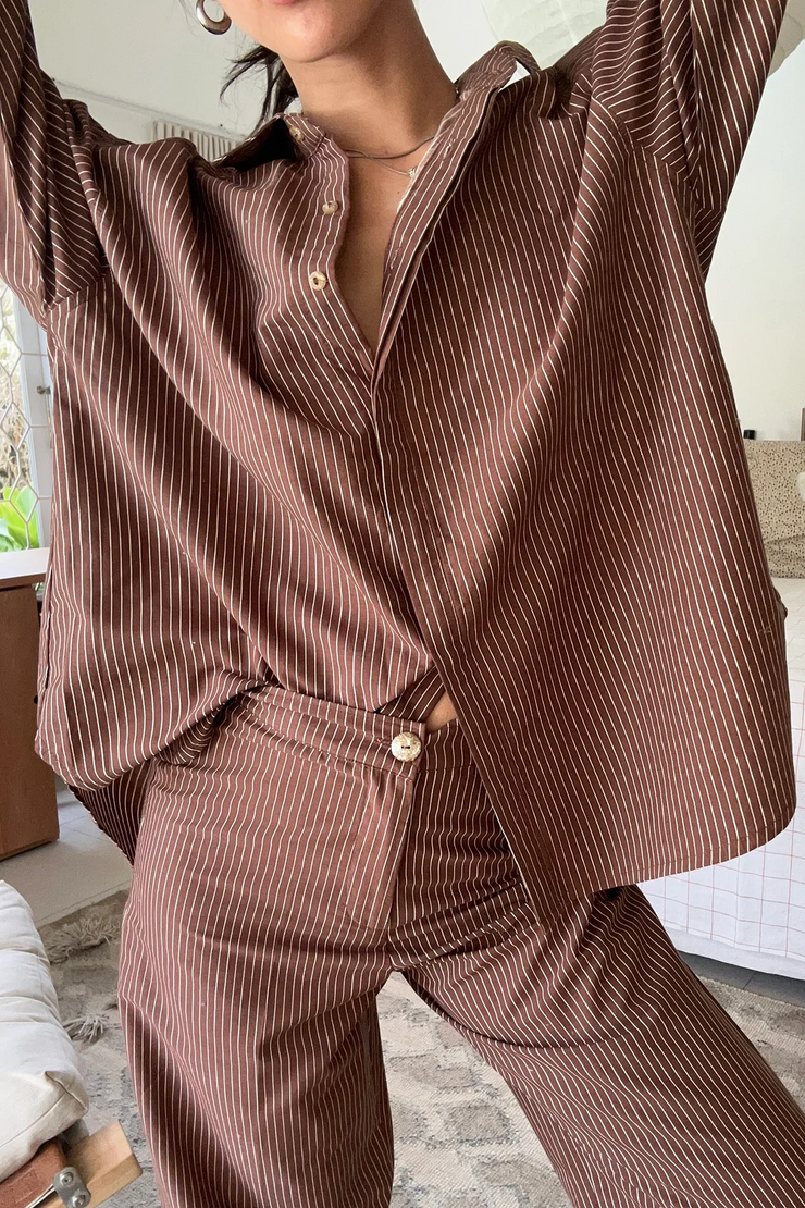 Lilya Hastings Shirt // Cocoa Stripe