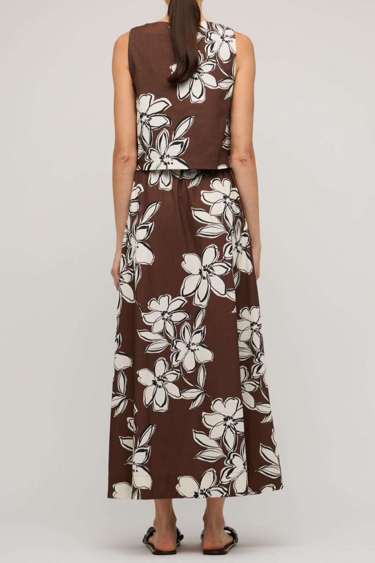 Staple The Label Elara Maxi Skirt // Brown & White