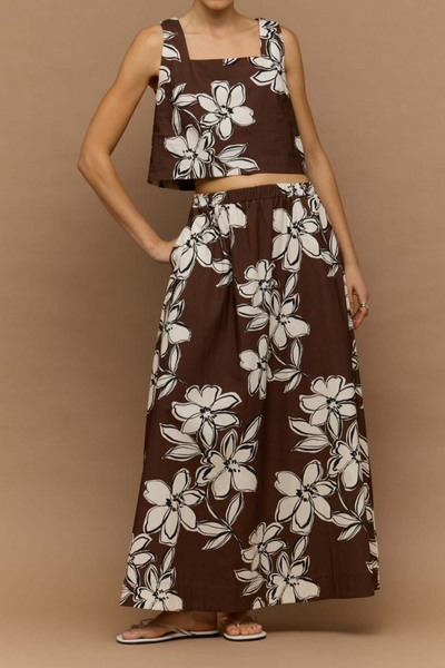 Staple The Label Elara Maxi Skirt // Brown & White