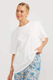 Charlie Holiday Palm Boyfriend Tee // White Palm