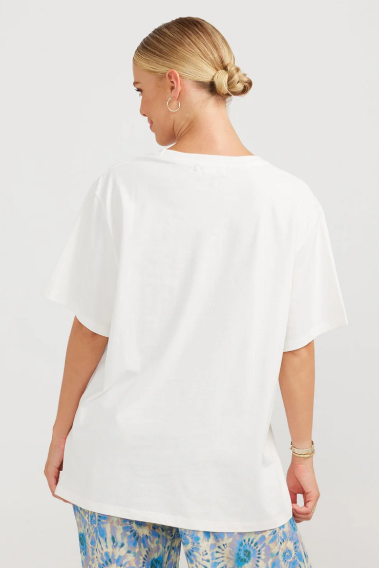 Charlie Holiday Palm Boyfriend Tee // White Palm