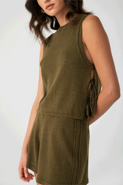 Arcaa Poppy Cotton Linen Tank // Olive