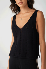 Arcaa Gia Pointelle Knit Tank // Black