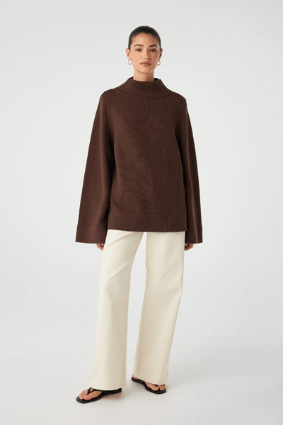 Arcaa Ida Funnel Neck Sweater // Espresso