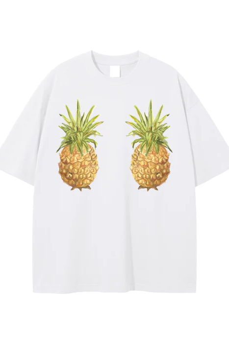 Maku The Label Pineapple Baddies Oversized Tee // White