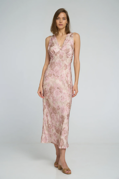 Lilya Feather Slip Dress // Monet Floral Print
