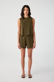 Arcaa Poppy Cotton Linen Tank // Olive