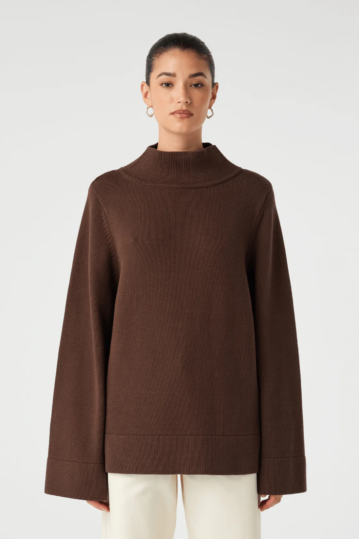 Arcaa Ida Funnel Neck Sweater // Espresso