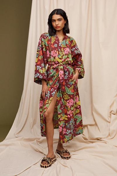 Sage And Clare Genevieve Cotton Bath Robe // Mahogany