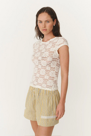 Rowie Galo Sunflower Lace Tee // Creme