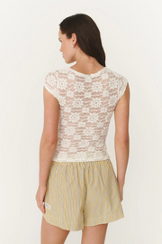 Rowie Galo Sunflower Lace Tee // Creme
