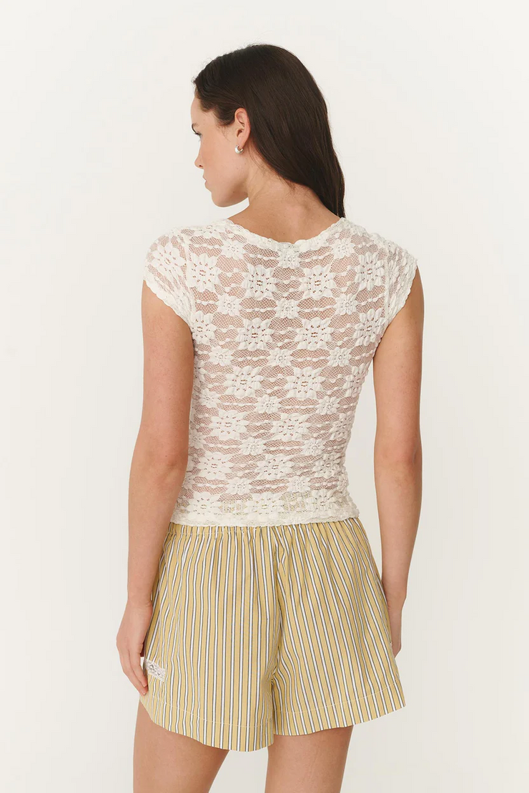 Rowie Galo Sunflower Lace Tee // Creme
