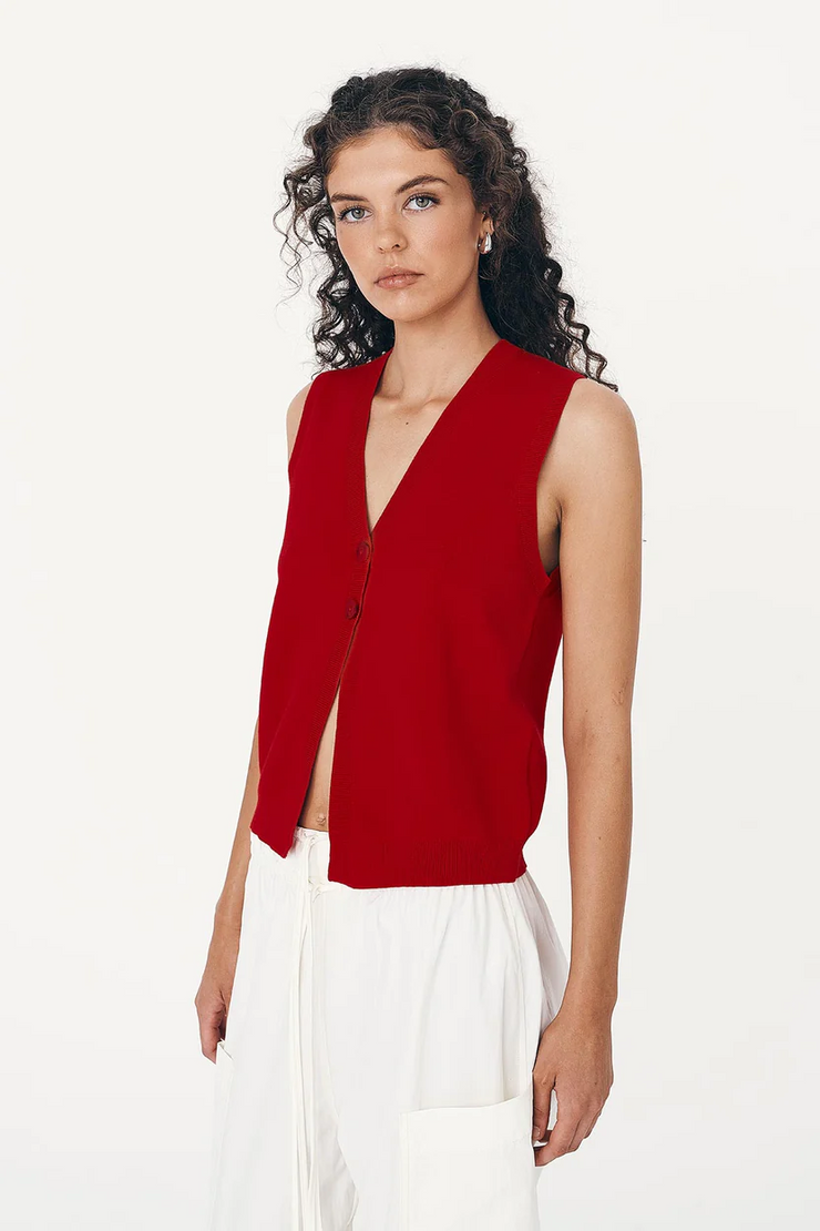 Rowie Goldie Knit Vest // Candy Red