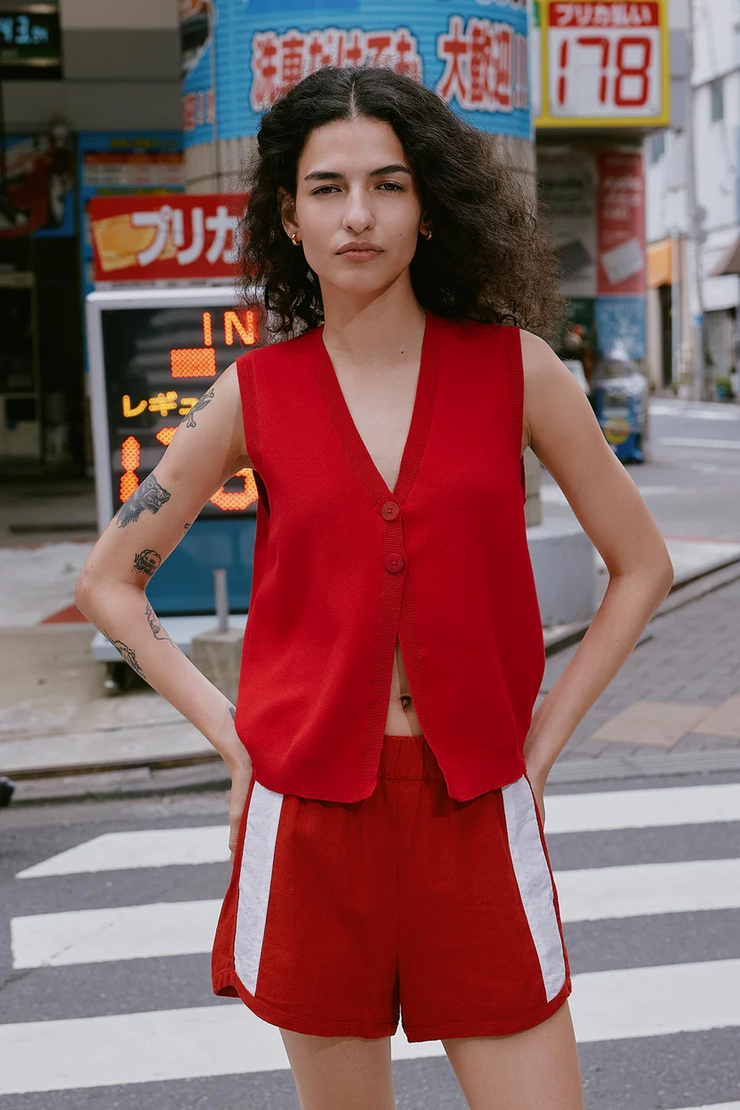 Rowie Goldie Knit Vest // Candy Red