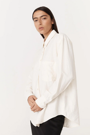 Rowie Ramona Silk Long Sleeve Shirt // Creme